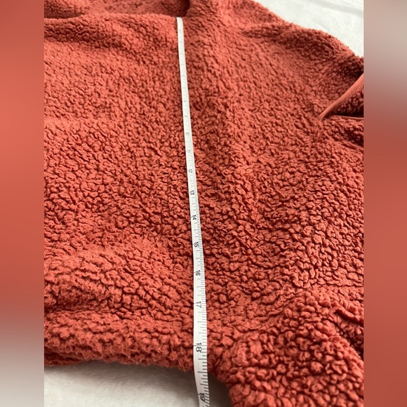 Athleta Girl Sz Lg 12 Orange/rust So Snug Sherpa pull on sweater kangaroo pocket - Picture 7 of 7